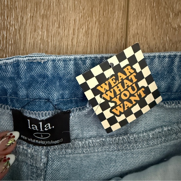 Dressed in LALA Light Blue Asymmetrical Denim Maxi Skirt - Picture 3 of 3